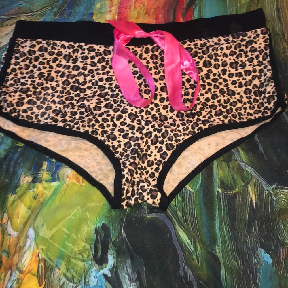 Leopard draw string boy shorts